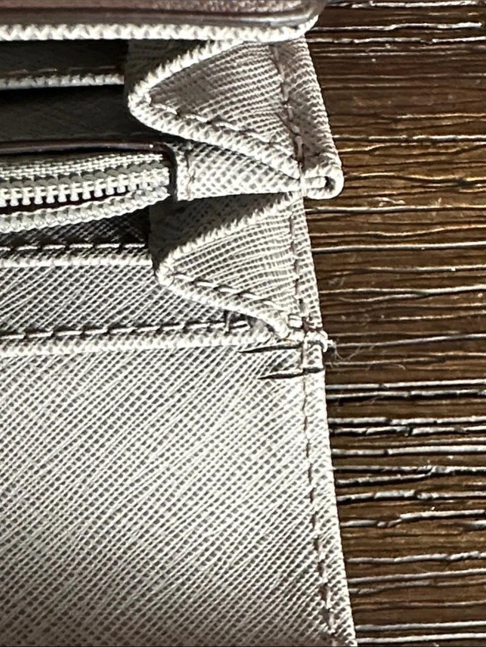 Michael Kors Light Grey Saffiano Leather Wallet with Silver-Tone Closure